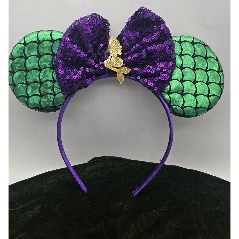 The Little Mermaid Disney Ears Headband Purple And Green / Costume/ Halloween